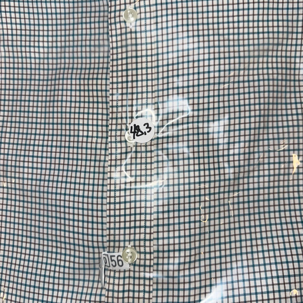 Ralph Lauren Classic Fit Short Sleeve Button Down Shirt XL White + Teal + Brown - Picture 6 of 6